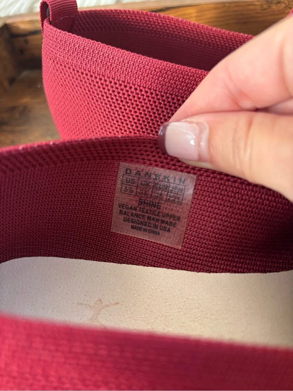 Danskin Burgundy Knit Mary Jane Flats
